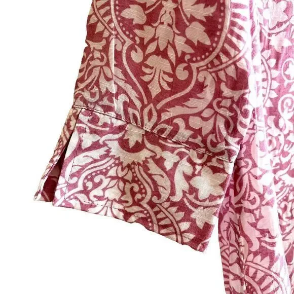 FRED DAVID Women's 3/4 Sleeve High-low Blouse Pink/White Size S Rayon/Polyester - Picture 5 of 10